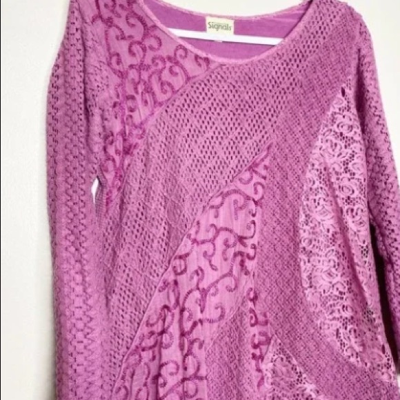 Handkerchief Purple Pink Top Blouse M Patchwork - Picture 2 of 3